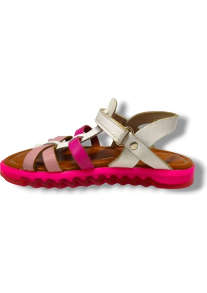 Bagcı 3046-20 Çapraz Cırtlı Kız Çocuk Sandalet Pembe Beyaz 26-30 modelleri