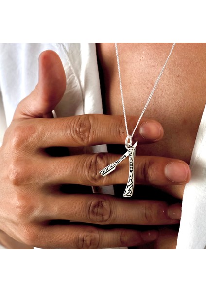 Gümüş Ustura Kolye 925 Ayar Gümüş Ustura Figürlü Erkek Kolye Hareketli Ustura Kolye fiyatları