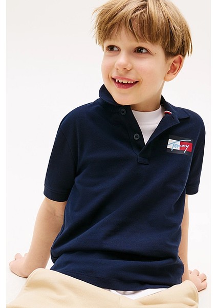 Erkek Çocuk Göğsü Armalı Polo Yaka T-Shirt - Lacivert fırsatları