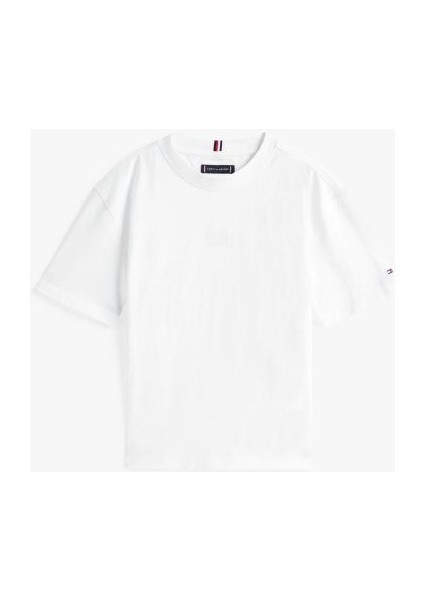 Erkek Çocuk Rahat Kesim Göğsü Tonal Nakışlı T-Shirt - Beyaz indirimleri