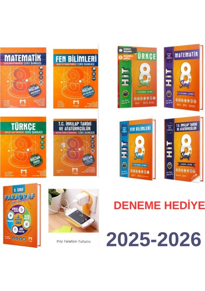 Lgs Set 2025 4lüsoru Bankası 4lü Hit Serisi ve Paragraf Soru Bankası Kurumsal Deneme ve Priz Tutucu Hediye