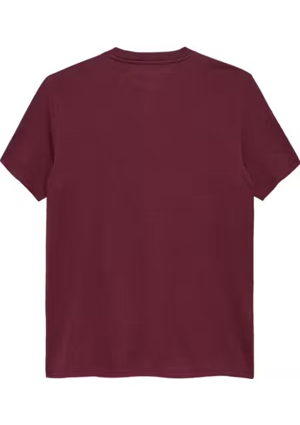 Erkek Slim Fit Bisiklet Yaka Logo Baskılı T-Shirt - Bordo fiyatları