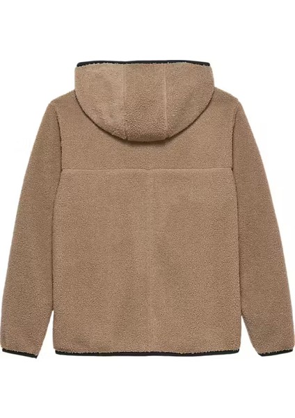 Erkek Kapüşonlu Fermuarlı Pelüş Sweatshirt - Kahverengi fiyatları
