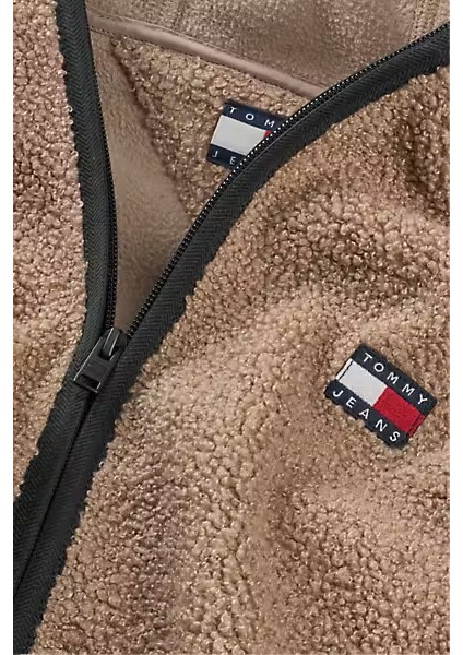 Erkek Kapüşonlu Fermuarlı Pelüş Sweatshirt - Kahverengi modelleri