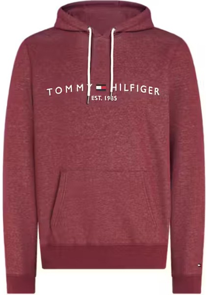 Erkek Kapüşonlu Logo Baskılı Sweatshirt - Bordo