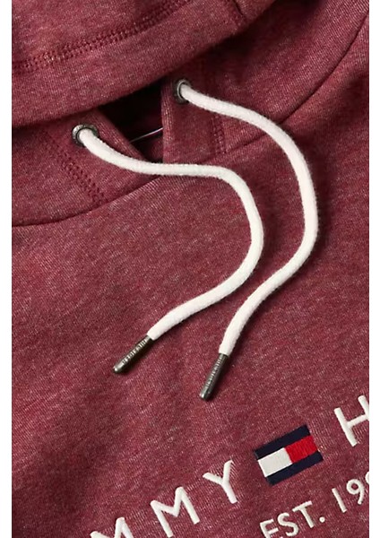 Erkek Kapüşonlu Logo Baskılı Sweatshirt - Bordo modelleri