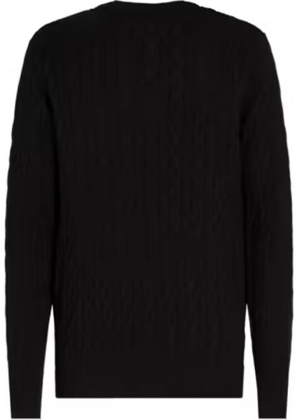 Erkek Bisiklet Yaka Saç Örgüsü Pamuklu Triko Kazak - Siyah fiyatları