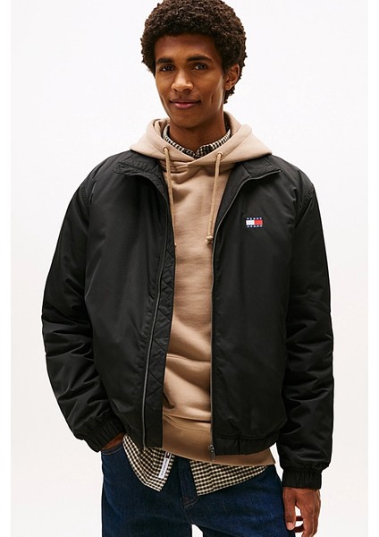 Erkek Dik Yaka Dolgulu Mont - Siyah