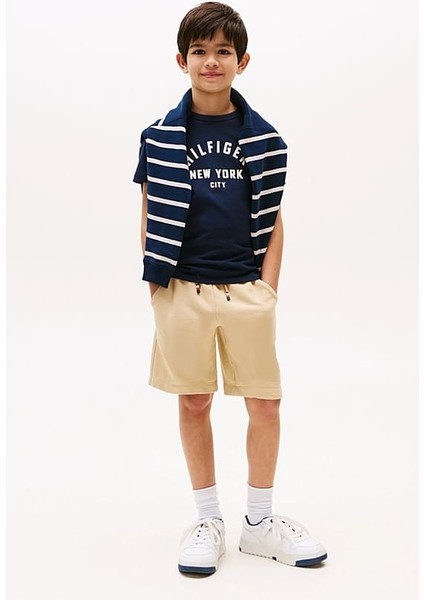 Erkek Çocuk Bisiklet Yaka Yazı Baskılı T-Shirt - Lacivert fiyatları