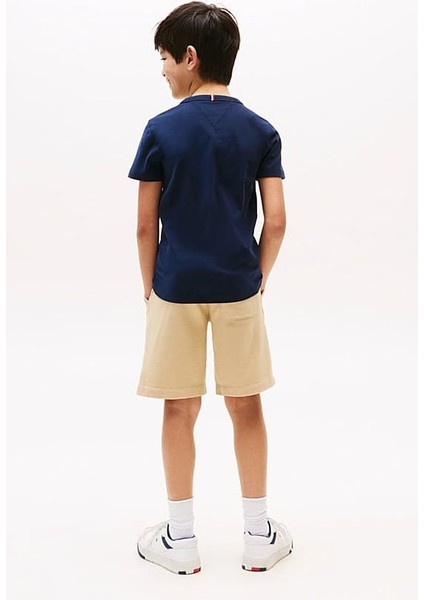 Erkek Çocuk Bisiklet Yaka Yazı Baskılı T-Shirt - Lacivert modelleri