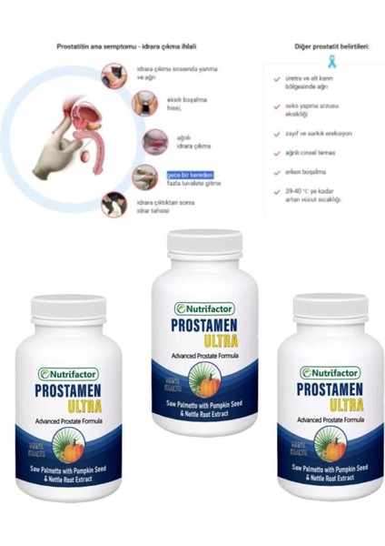 Nutrifactor Prostamen 60'lı Erkek Için Pr.ostat Destek Takviyesi x 2 Adet fiyatları