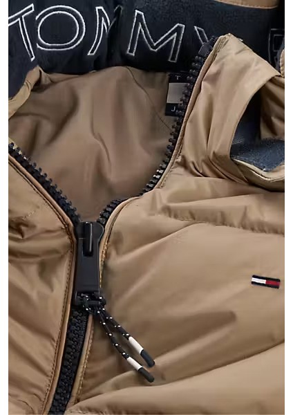 Erkek Kapüşonlu Kaz Tüyü Dolgulu Şişme Mont - Bej fırsatları