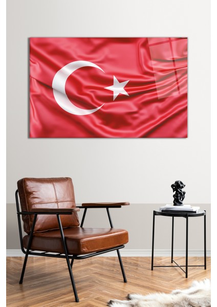 Dalgalanan Türk Bayrağı Cam Tablo, Modern Ev Ofis Dekoru, Hediyelik Duvar Dekorasyonu, Kırılmaz Cam fiyatları