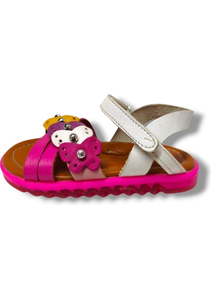 Bagcı 3039-20 Renkli Kalp Cırtlı Kız Çocuk Sandalet Pembe Beyaz 21-25 fiyatları