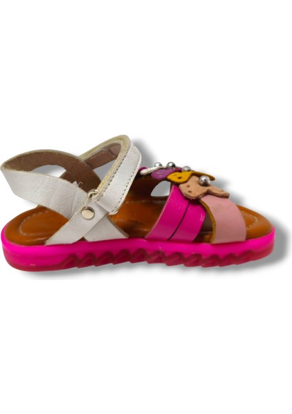 Bagcı 3039-20 Renkli Kalp Cırtlı Kız Çocuk Sandalet Pembe Beyaz 21-25 modelleri