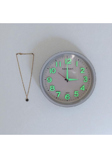 Fosforlu Duvar Saati Çap 22 cm Altın Rengi Zincir Kolye Hediyeli fiyatları