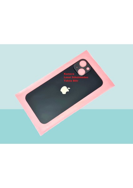 - iPhone 13 Arka Pil Batarya Kapağı - Cam Kapak Geniş Lens Deliği - Siyah