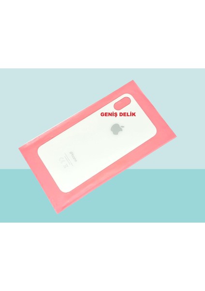 - iPhone x Arka Pil Batarya Kapağı - Cam Kapak Geniş Lens Deliği - Beyaz