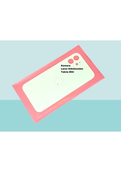 - iPhone 12 Arka Pil Batarya Kapağı - Cam Kapak Geniş Lens Deliği - Yeşil