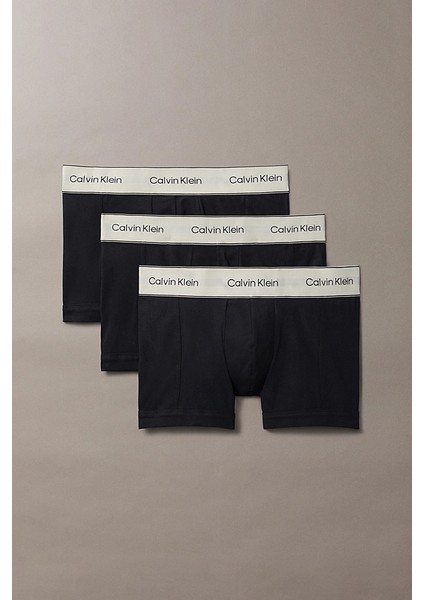 Erkek Logo Şeritli 3'lü Boxer Paket - Siyah