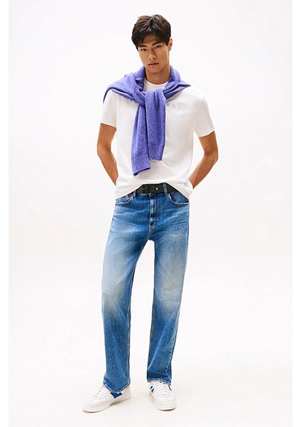 Erkek Bisiklet Yaka Logo Baskılı T-Shirt - Ekru fiyatları