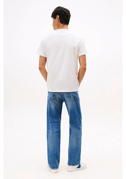 Erkek Bisiklet Yaka Logo Baskılı T-Shirt - Ekru modelleri