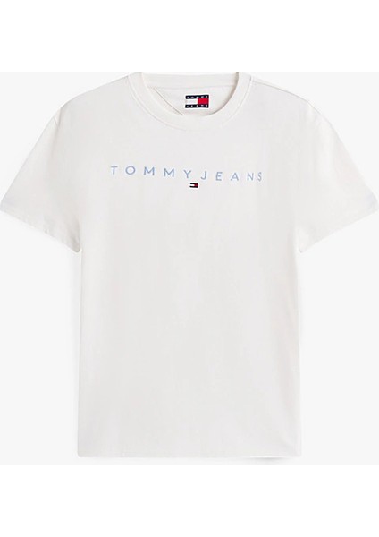 Erkek Bisiklet Yaka Logo Baskılı T-Shirt - Ekru indirimleri