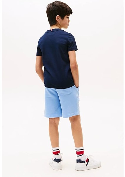 Erkek Çocuk Bisiklet Yaka Grafik Baskılı T-Shirt - Lacivert modelleri