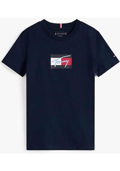 Erkek Çocuk Bisiklet Yaka Grafik Baskılı T-Shirt - Lacivert indirimleri