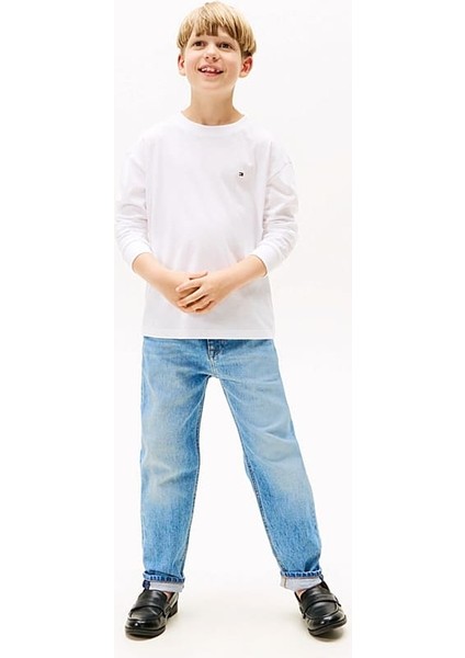 Erkek Çocuk Bisiklet Yaka Uzun Kollu T-Shirt - Beyaz fiyatları