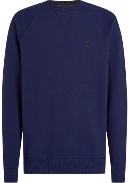 Erkek Regular Fit Monogram Logolu Esnek Sweatshirt - Lacivert