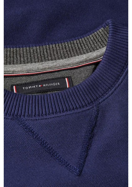 Erkek Regular Fit Monogram Logolu Esnek Sweatshirt - Lacivert modelleri