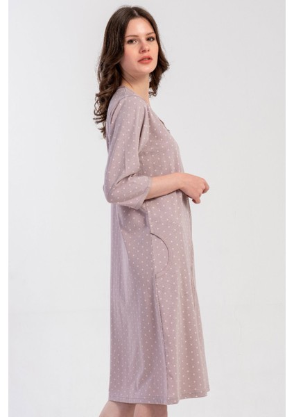 Pamuklu Kadın 3/4kol Fermuarlı Ev Elbısesı , 503022 modelleri