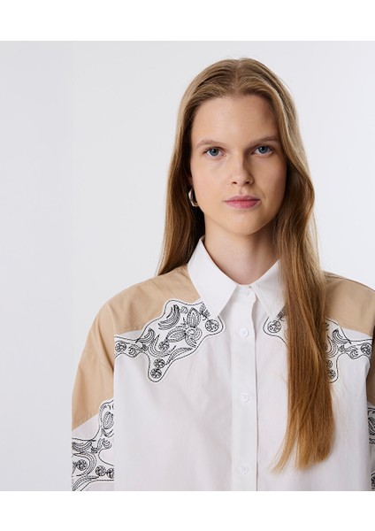 Nakışlı ve Aplikeli Oversıze Gömlek TW6250025073018 fiyatları