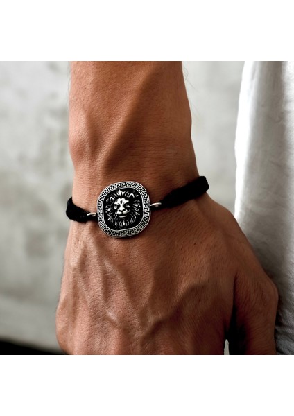 Gümüş Aslan Bileklik 925 Ayar Gümüş Mat Aslan Başı Figürlü Ip Örgü Erkek Bileklik Aslanlı Bileklik indirimleri