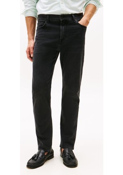 Erkek Düz Kesim 5 Cepli Kot Pantolon - Siyah