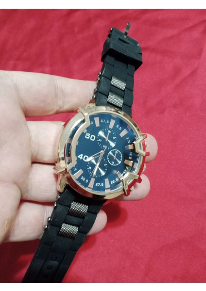 Erkek Kol Saati - Siyah Silikon Kordon Rose Yuvarlak Kasa 6046