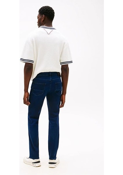 Erkek Düz Kesim 5 Cepli Esnek Kot Pantolon - Mavi modelleri