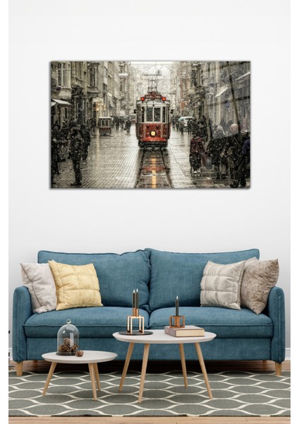 Istiklal Caddesi Cam Tablo, Modern Ev ve Ofis Dekoru, Hediyelik Duvar Dekorasyonu, Kırılmaz Cam modelleri