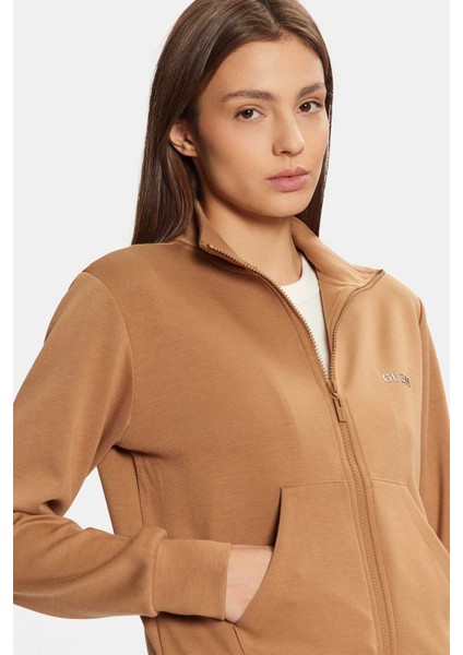 Kadın Gelsey Full Zip Logolu Sweatshirt - Camel fırsatları
