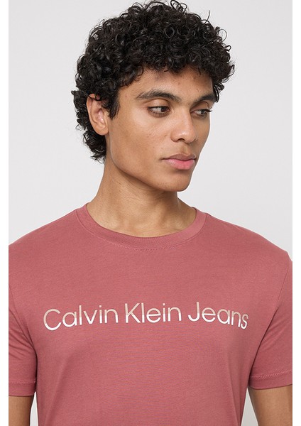 Erkek Logo Baskılı Kısa Kol T-Shirt - A. Pembe modelleri