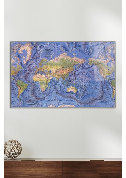 Dünya Okyanus Haritası Cam Tablo, Modern Ev Ofis Dekoru, Hediyelik Duvar Dekorasyonu, Kırılmaz Cam
