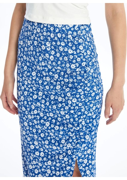 Lcw Vision Mavi Dar Fit Çiçekli Kadın Etek modelleri