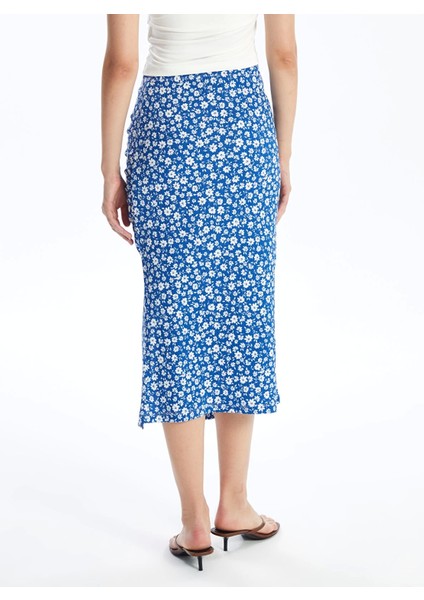 Lcw Vision Mavi Dar Fit Çiçekli Kadın Etek fırsatları