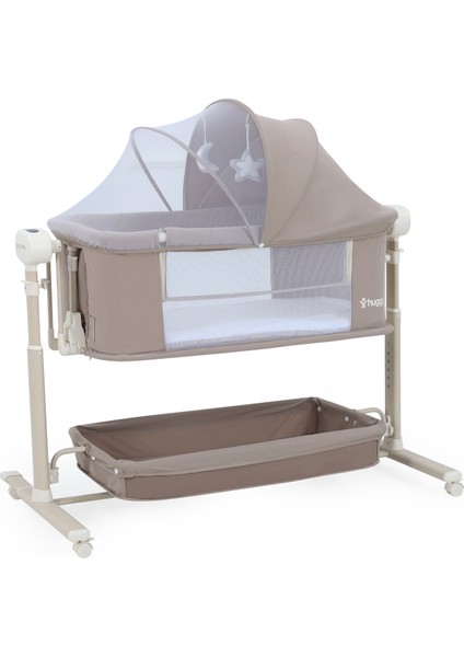 Bej Swing Me Akıllı Beşik – Otomatik Sallanabilir, Ağlamaya Duyarlı Anne Yanı Oyun Parkı