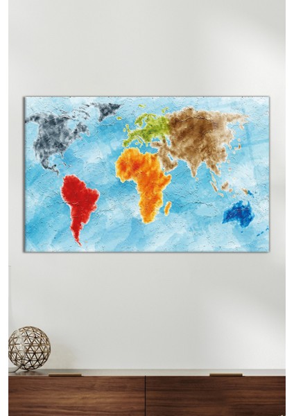 Yağlı Boya Dünya Haritası Cam Tablo, Modern Ev Ofis Dekor Hediyelik Duvar Dekorasyonu, Kırılmaz Cam