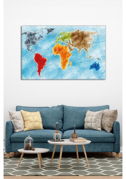 Yağlı Boya Dünya Haritası Cam Tablo, Modern Ev Ofis Dekor Hediyelik Duvar Dekorasyonu, Kırılmaz Cam modelleri