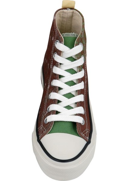 Kadın Vegan Kahverengi High Sneakers - Camping Scooby Doo Tasarım indirimleri