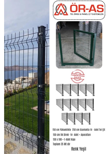 Panel Çit Takım ( 150 cm Yükseklik 35 mt Uzunluk ) ( 150 x 100 Kapı -)