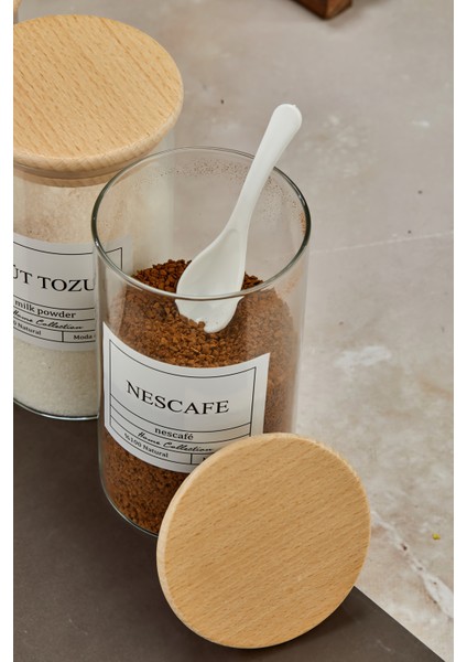 4lü 500ML Ahşap Kapaklı Filtre Kahve&türk Kahvesi&nescafe&süttozu Kavanozu Etiketli Saklama Kabı fiyatları